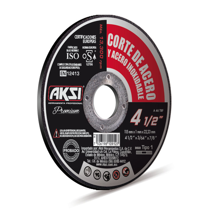 114606 Disco corte de metal Linea Premium 4 1/2" x 1.6mm, tipo 1- Alto Rendimiento