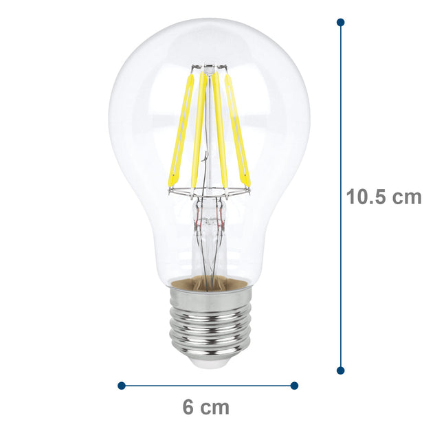 115593 Foco LED filamentos A19 6W luz blanca, caja color
