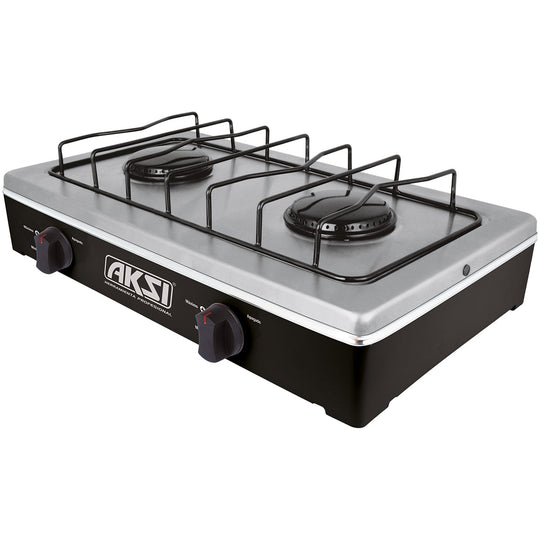 116005 Estufa de mesa 2 quemadores negro con Acero Inox