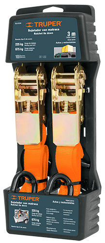 11734 Set 2 sujetadores con matraca capacidad 225kg Truper