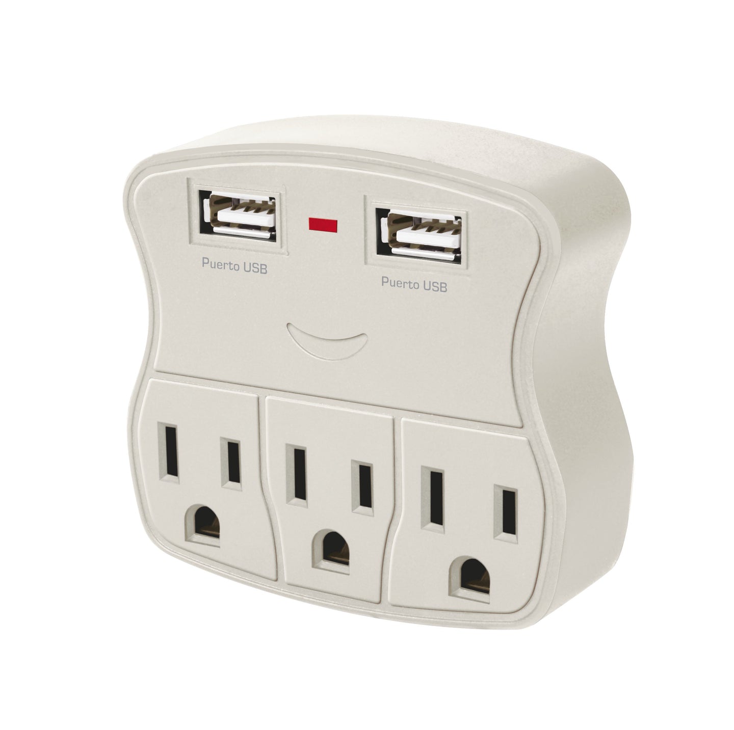 117421 Multicontacto de pared 3 toma corriente + 2 USB