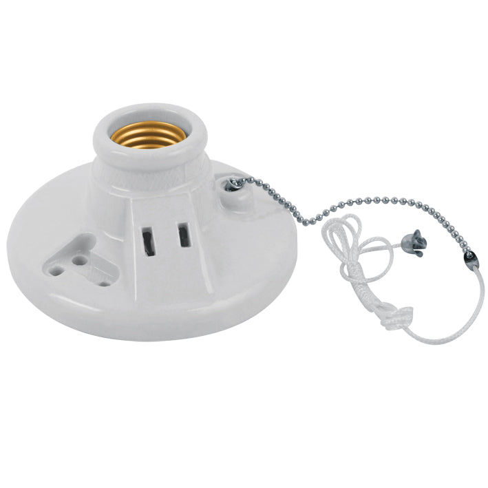 117565 Portalampara E27 redondo con cadena y conector 4"