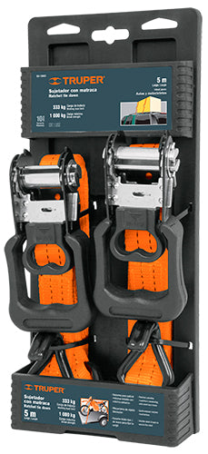 11796 Set 2 sujetadores con matraca capacidad 333kg Truper