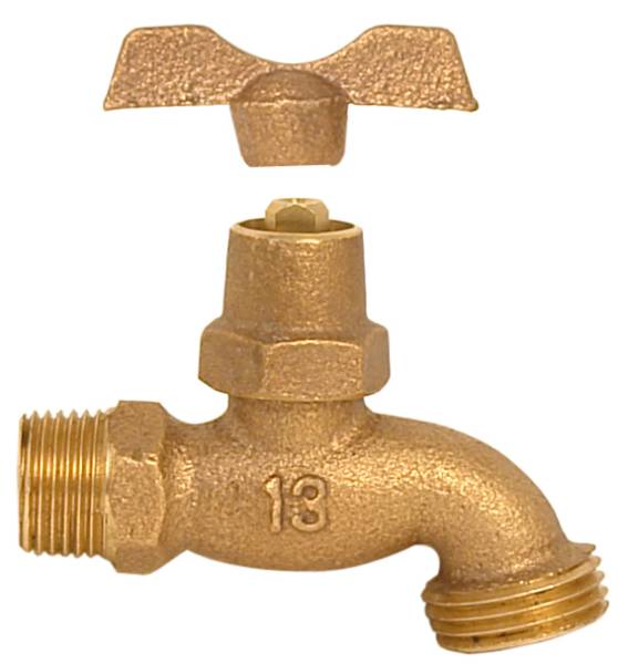 12045 Llave manguera 013mm 1/2" de bronce con maneral desmontable 2D Rugo