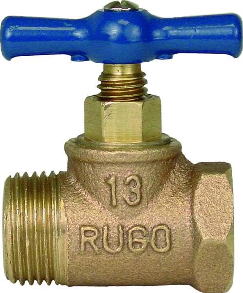 12189 Valvula control recta 1/2 x 7/8" estopera bronce sin pulir Rugo RUGO