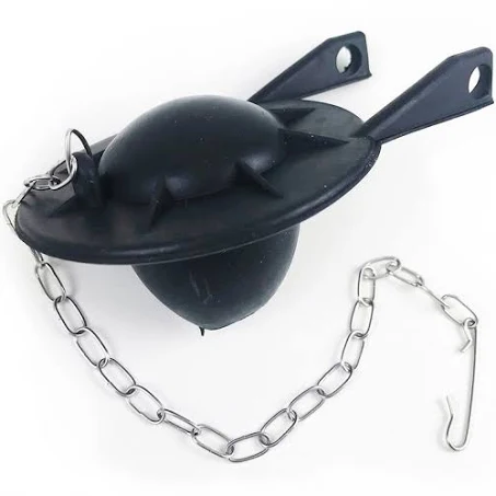 16403 Pera sapo 2" plastica negra con cadena de acero inoxidable 55I Rugo