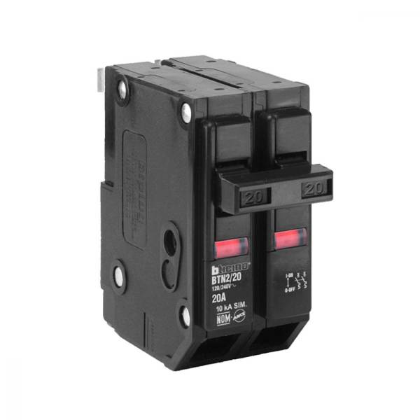 1747 Interruptor termomagnetico 2 polos 20a BTN2/20 Btplug Bticino
