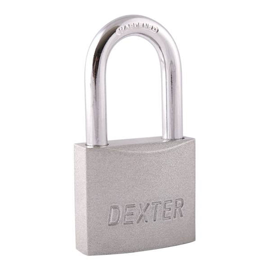 190306 Candado metalico 50mm llave tradicional gancho largo pulido en caja Dexter