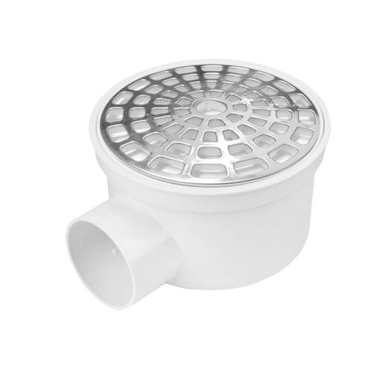 191029 Coladera cespol bote PVC con 1 salida cromada redonda Fleximatic