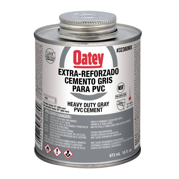 207039 Pegamento para PVC 473ml 1/2 etiqueta gris carbon Oatey