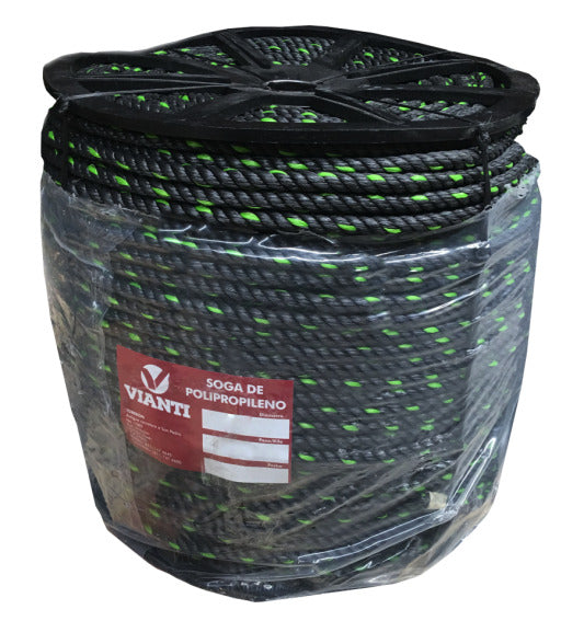 212670 Carrete cable polipropileno 08mm 5/16" 30kg aproximadamente gris/verde Vianti