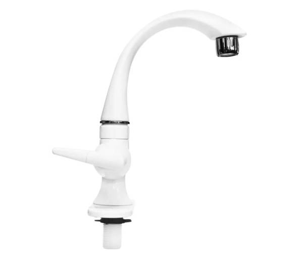 227856 Mezcladora monomando lavabo plast tipo curvo maneral palanca blanco 4429 Fleximatic