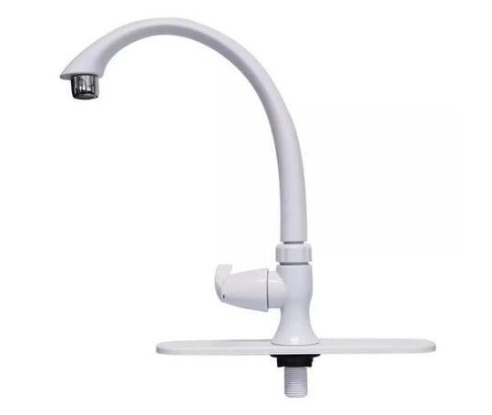 227857 Mezcladora monomando para fregadero plastica tipo curvo maneral palanca blanco 4431 Fleximatic