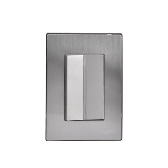 228787 Placa 3 ventanas con apagador escalera plata Inox-3 Igoto
