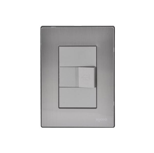 228796 Placa 3 ventanas con boton timbre plata Inox-3 Igoto