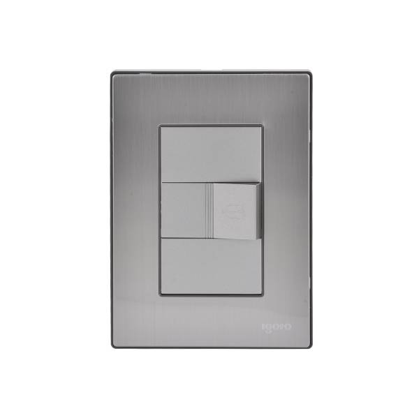228796 Placa 3 ventanas con boton timbre plata Inox-3 Igoto
