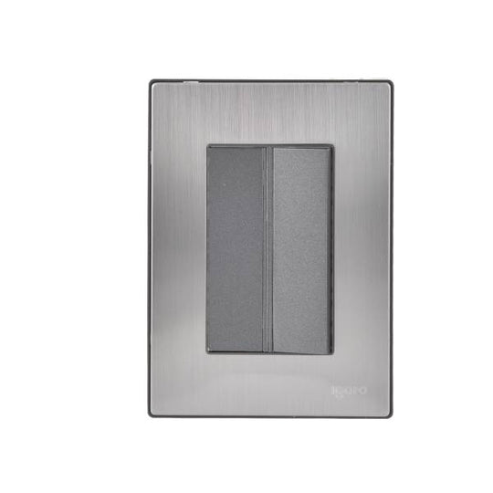228805 Placa 3 ventanas con apagador sencillo negro Inox-3 Igoto