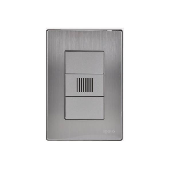238504 Placa 3 ventanas con zumbador plata Inox-3 Igoto