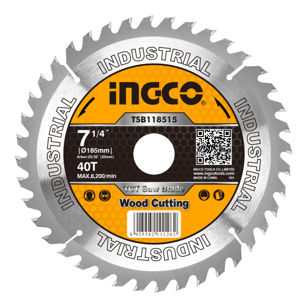 281095 Sierra para madera con 40 dientes de carburo 7-1/4 TSB118515 Ingco