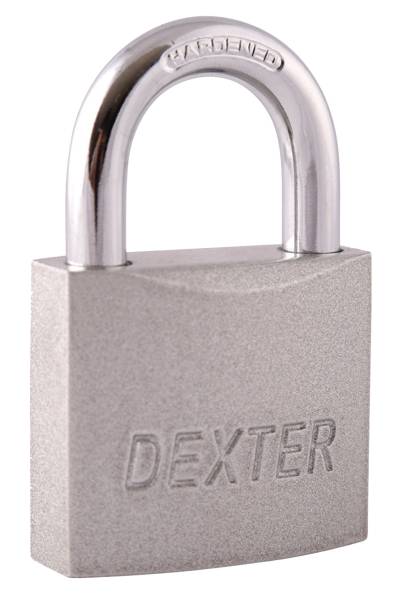 281733 Candado metalico 45mm llave tradicional gancho corto pulido en blister Dexter