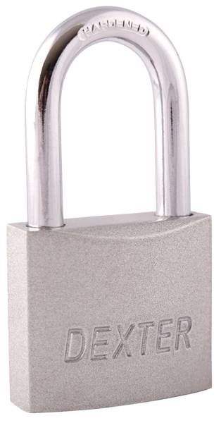 281737 Candado metalico 50mm llave tradicional gancho largo pulido en blister Dexter