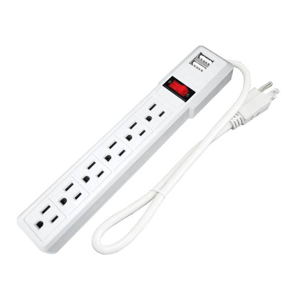 281820 Multicontacto con cable 30cm 06 cont y 02 USB con indicador Adir