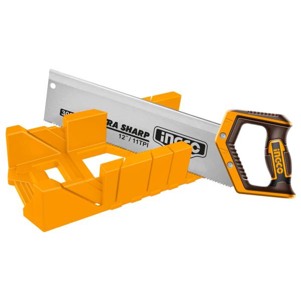 288062 Serrucho de costilla 12" y caja de inglete Ingco