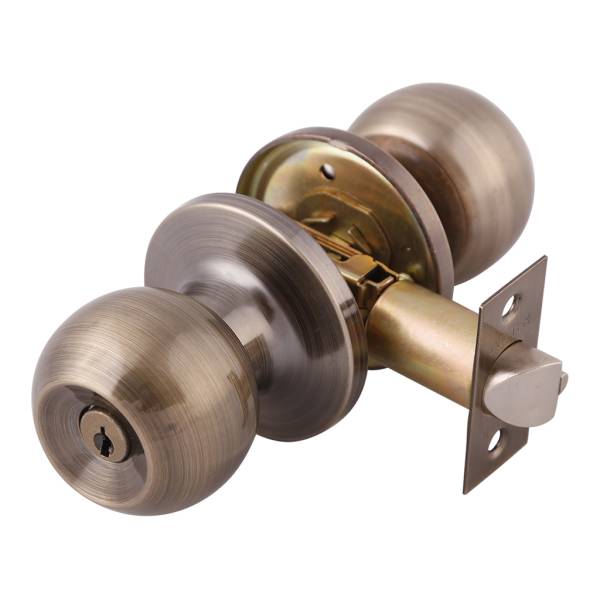 189886 Cerradura tubular llave boton laton antiguo Barza Dexter