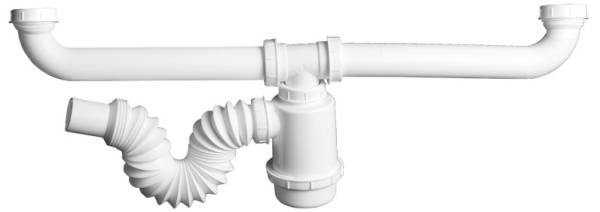190918 Salida central para fregadero con trampa y extension flexible PVC 2347 Fleximatic