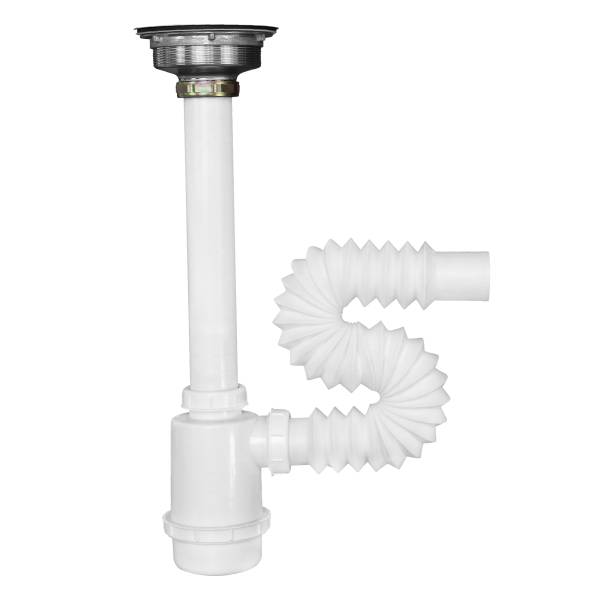 191028 Trampa para fregadero flexible PVC bote gde con ctra canasta a/in Fleximatic