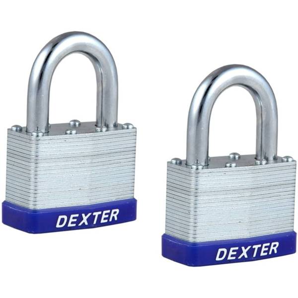 191959 Candado laminado 40mm llave tradicional gancho corto con 2pz en blister Dexter