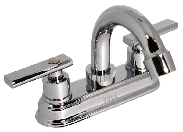 193198 Mezcladora lavabo de bronce tipo curvo maneral palanca 1/4 de vuelta cromada 24TD Rugo