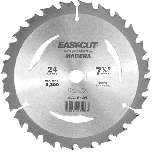 193324 Sierra circular para madera 7-1/4" x 5/8" 24dts easy cut 2131 Austromex