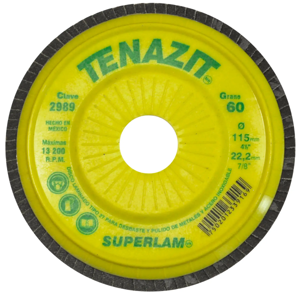 193859 Disco laminado 27 4-1/2" x 7/8" zirconio g60 superlam 2989 Austromex