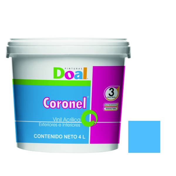 195586 Pintura vinil coronel azul acuatico 4.0 lt Doal