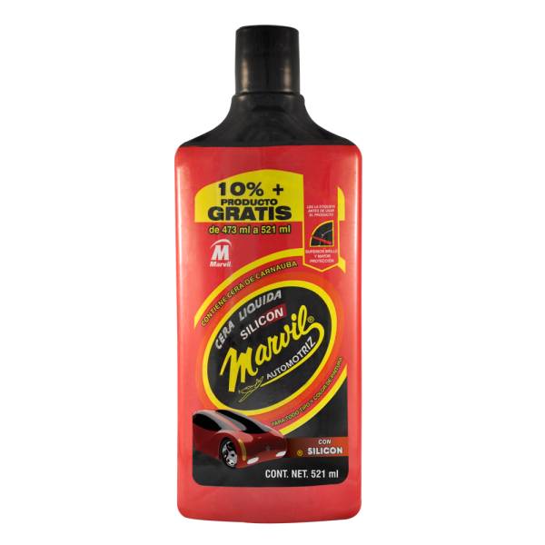 198779 Cera automotriz liquida con silicon 473ml envase rojo Marvil
