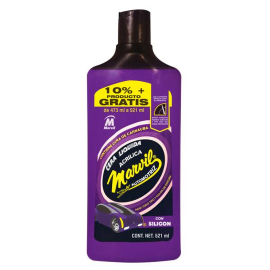 198781 Cera automotriz liquida acrilica 473ml envase morado Marvil