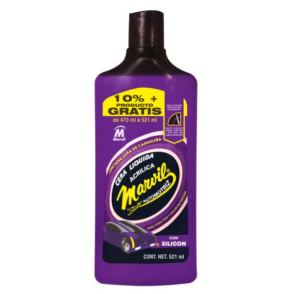 198781 Cera automotriz liquida acrilica 473ml envase morado Marvil