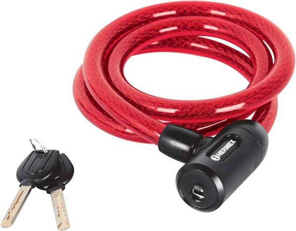 198988 Candado con cable cubierta de PVC 15mm x 120cm llave automotriz Hermex