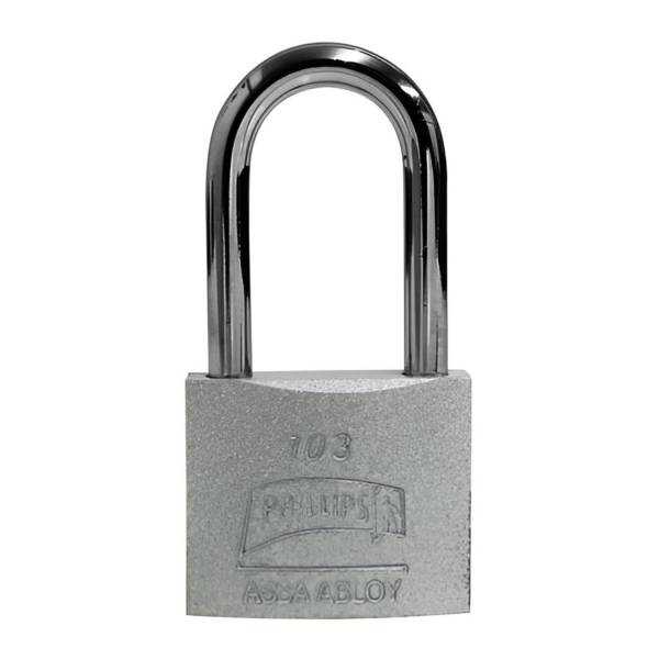 199515 Candado metalico 45mm llave tradicional gancho largo pulido en caja Phillips