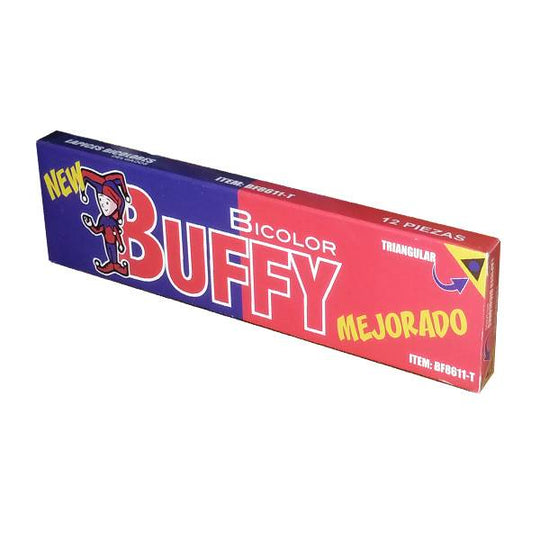 199904 Lapiz bicolor hexagonal delgado caja con 12pz Buffy