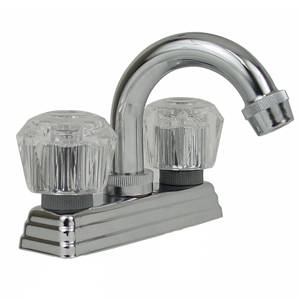 201353 Mezcladora lavabo de bronce tipo curvo maneral acril 1/4 de vuelta cromada 24TL Rugo