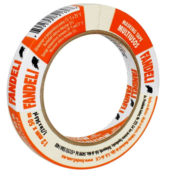 202003 Cinta masking tape 1/2" x 50 mt multiusos Fandeli