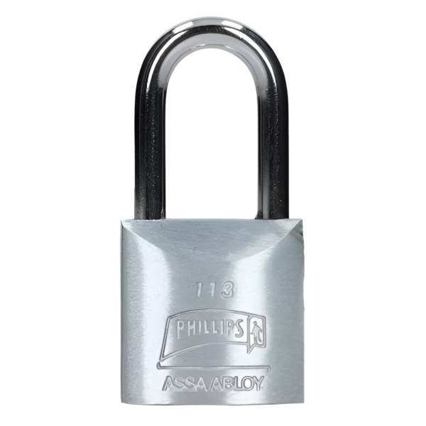 202084 Candado metalico 45mm llave tradicional gancho largo pulido en caja Phillips