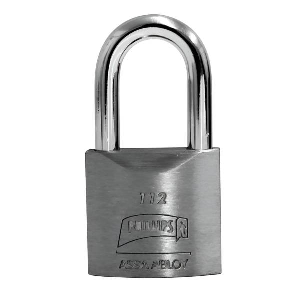 202101 Candado metalico 38mm llave tradicional gancho largo pulido en caja Phillips