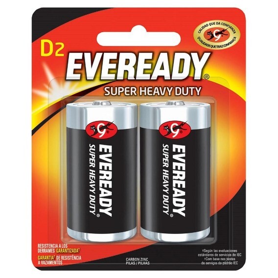 205229 Pila zinc-carbon D blister con 2 pz 1250-st eveready