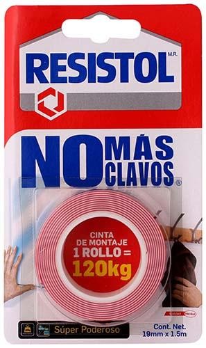 205297 Cinta de montaje 19mm x 01.50mts 120kgs no mas clavos Resistol
