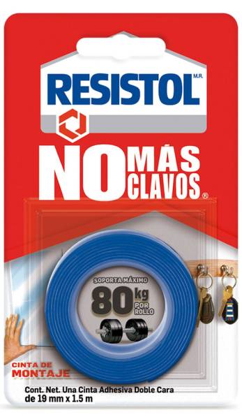 205298 Cinta de montaje 19mm x 01.50mts 080kgs no mas clavos Resistol
