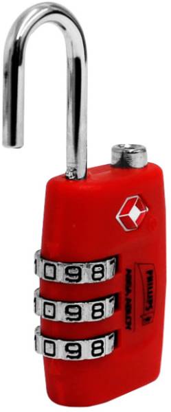 211019 Candado plastico 30mm combinacion 3 digitos rojo en blister Phillips