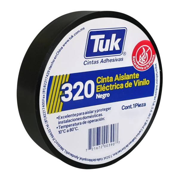 211050 Cinta de aislar 19mm x 09mts negra 320 Tuk